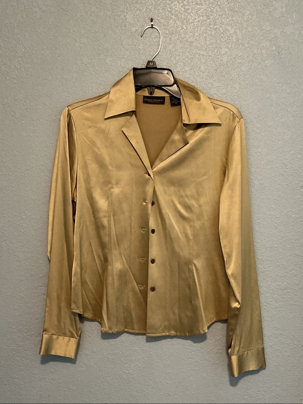 Banana Republic Gold Satin Button Down Top